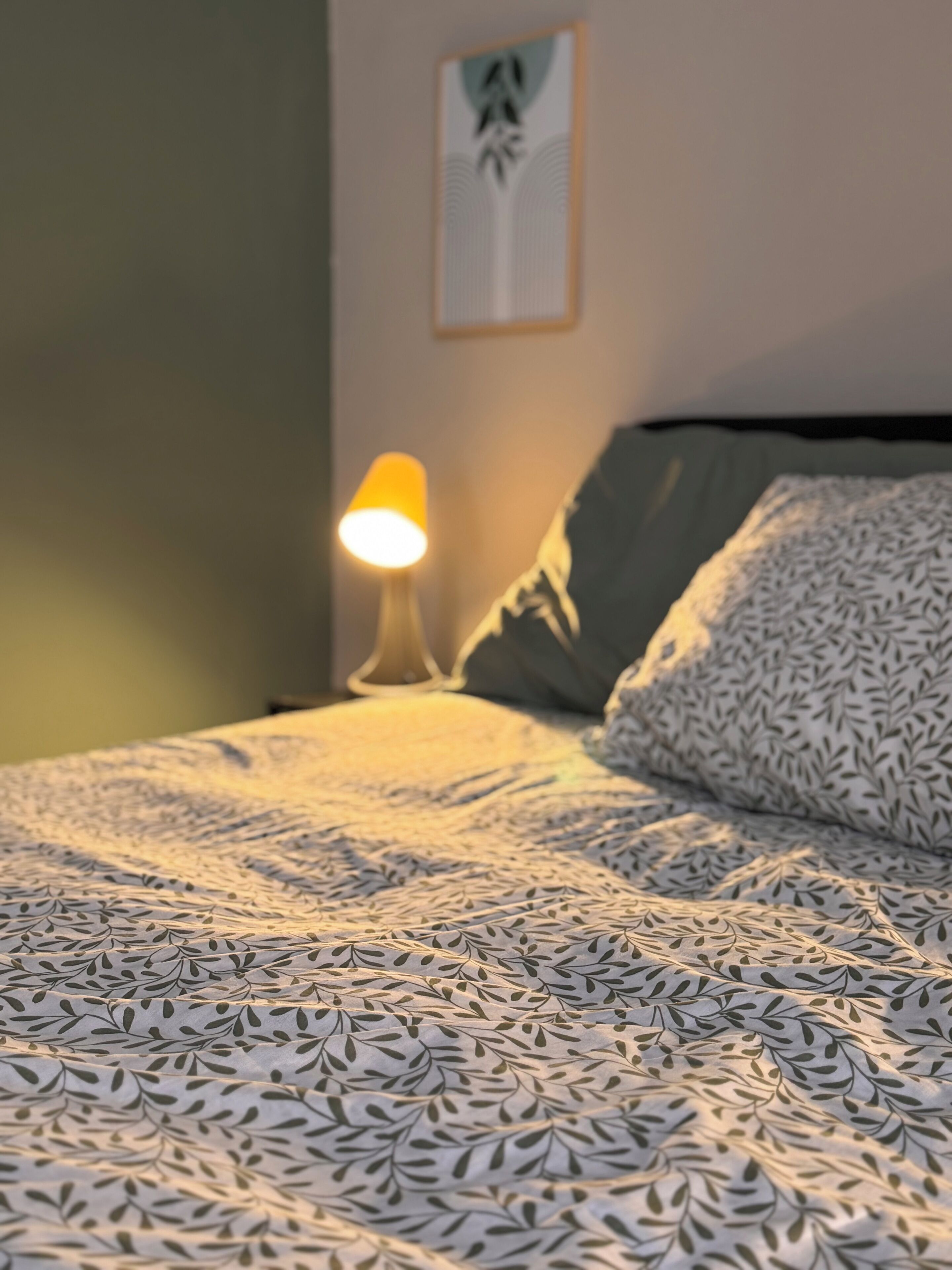 Desk, laptop workspace, blackout drapes, soundproofing