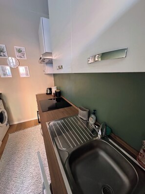 Căn hộ, 2 phòng ngủ, phòng tắm riêng | Bếp riêng | Tủ lạnh, lò vi sóng, bếp nấu, dụng cụ pha espresso 