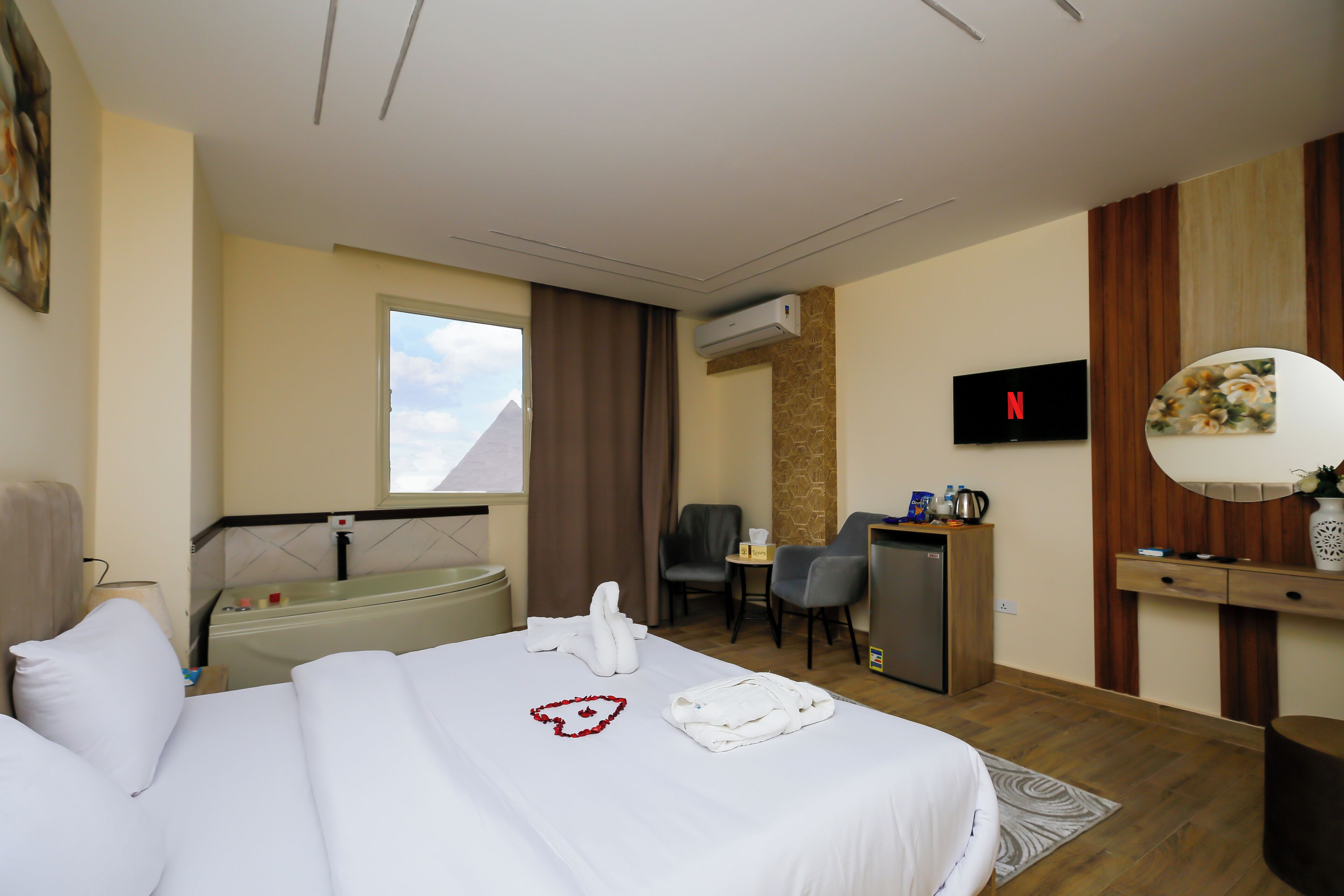 Deluxe Double Room, 1 King Bed, Bathtub, Mountain View | View from room