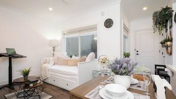 1 bedroom, iron/ironing board, travel crib, WiFi (free)