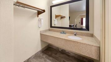 Hair dryer, towels, toilet paper