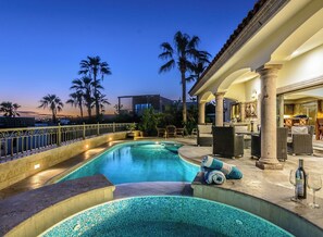 Outdoor pool - Stunning Private Beach Front Villa w/ Private Sandy Beach, Roof Deck Firepit... (Cabo San Lucas)