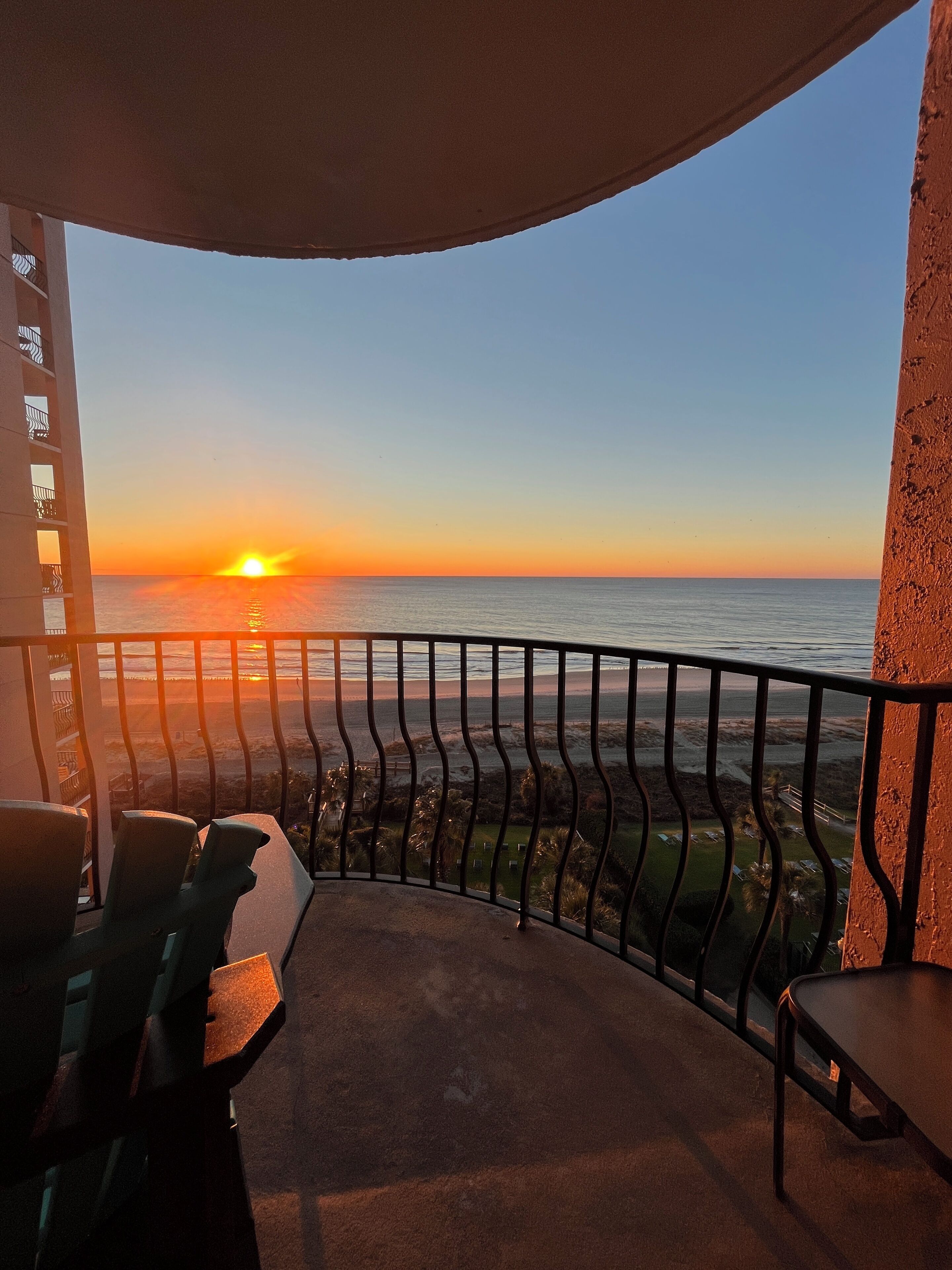 View from balcony depending on the time of year and location of the sun