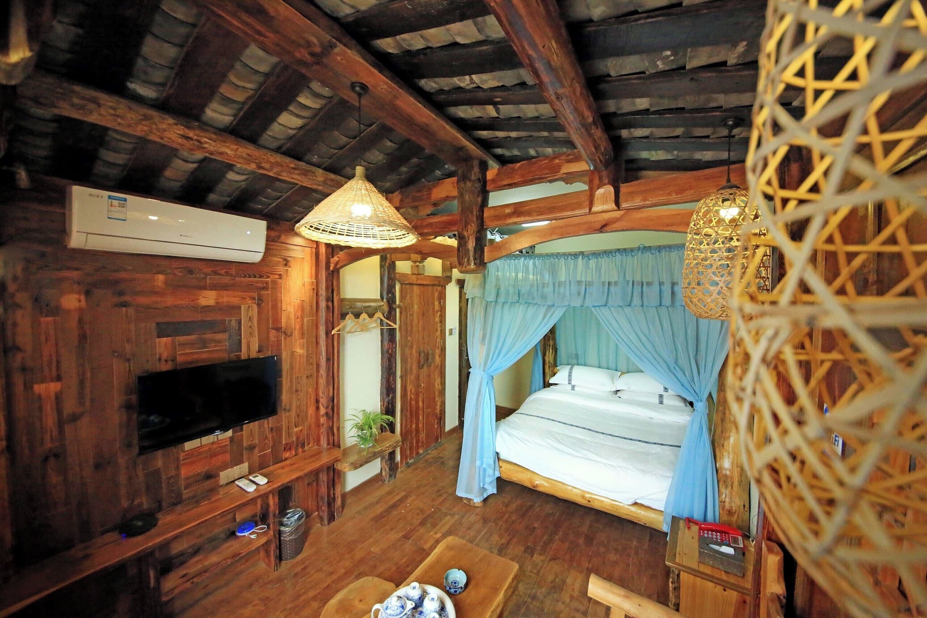 Desk, laptop workspace, blackout curtains, free WiFi