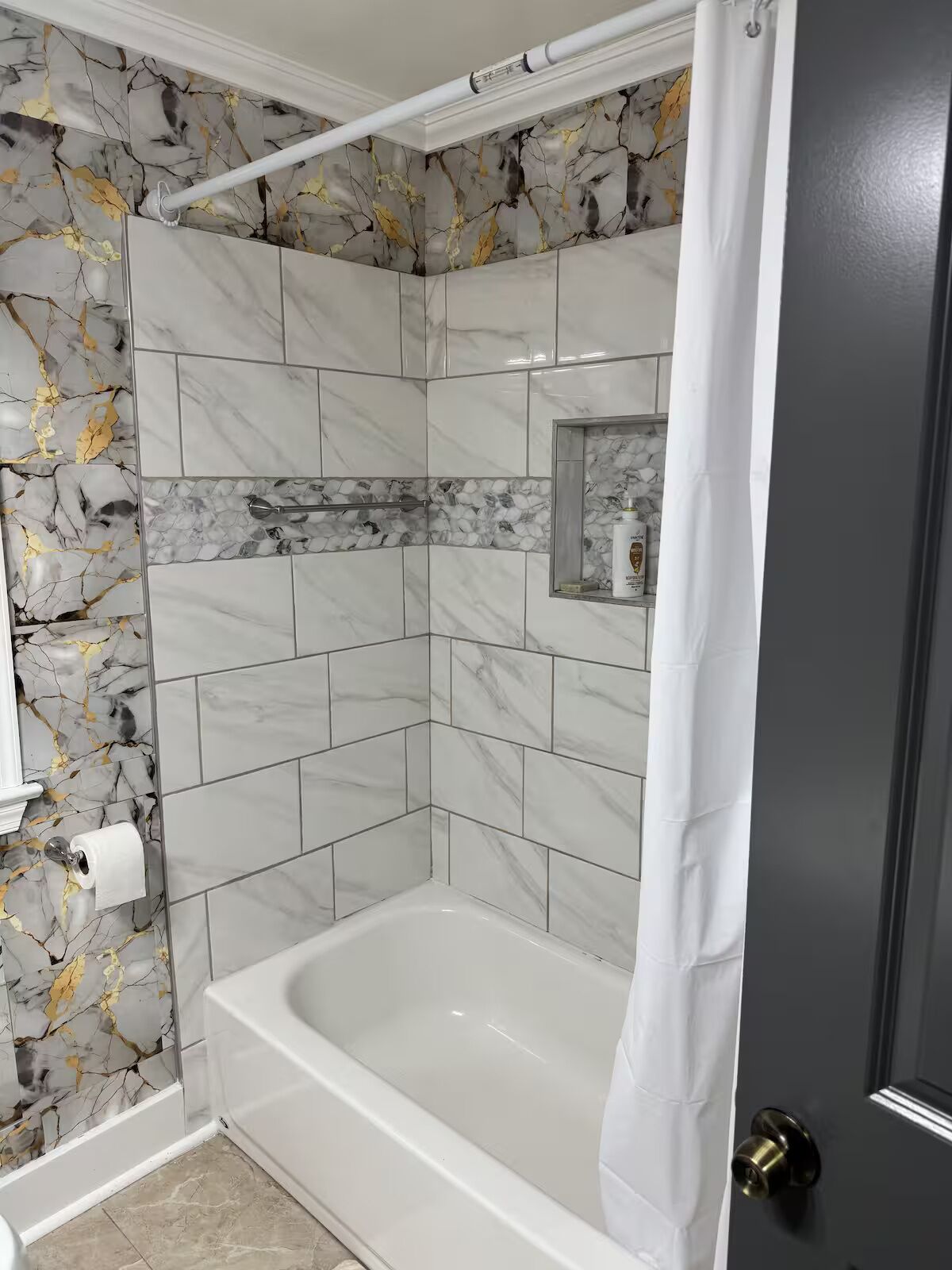 Hair dryer, bidet, towels, soap