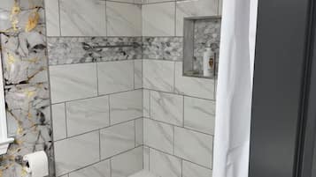 Hair dryer, bidet, towels, soap