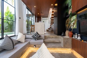 베이직 빌라, 바다 전망 | 거실 공간 | TV, 스트리밍 서비스