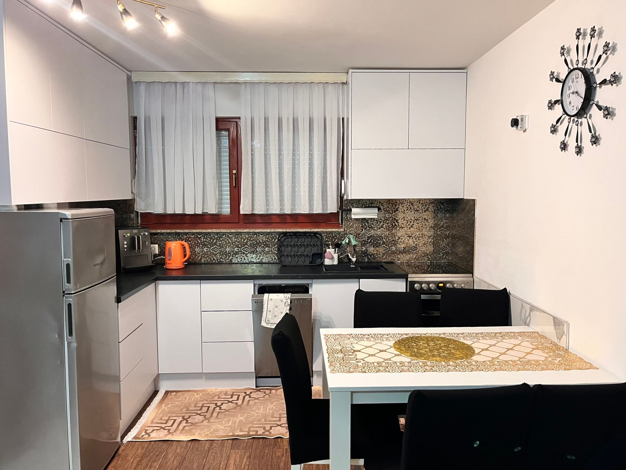 Fridge, microwave, oven, dishwasher