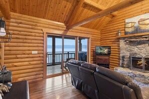 Smart TV - Lakefront Log Cabin with Private Dock, Two Decks & Cozy Comfort at 35mm in Sunrise Beach (Sunrise Beach)