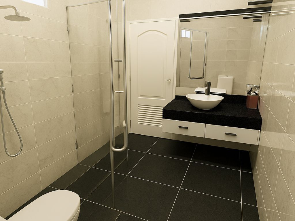 Een douche, een haardroger, pantoffels, zeep