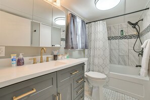 Hair dryer, towels