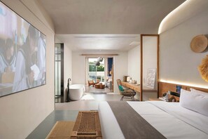 Doppia Signature, vista cortile | Area soggiorno | TV