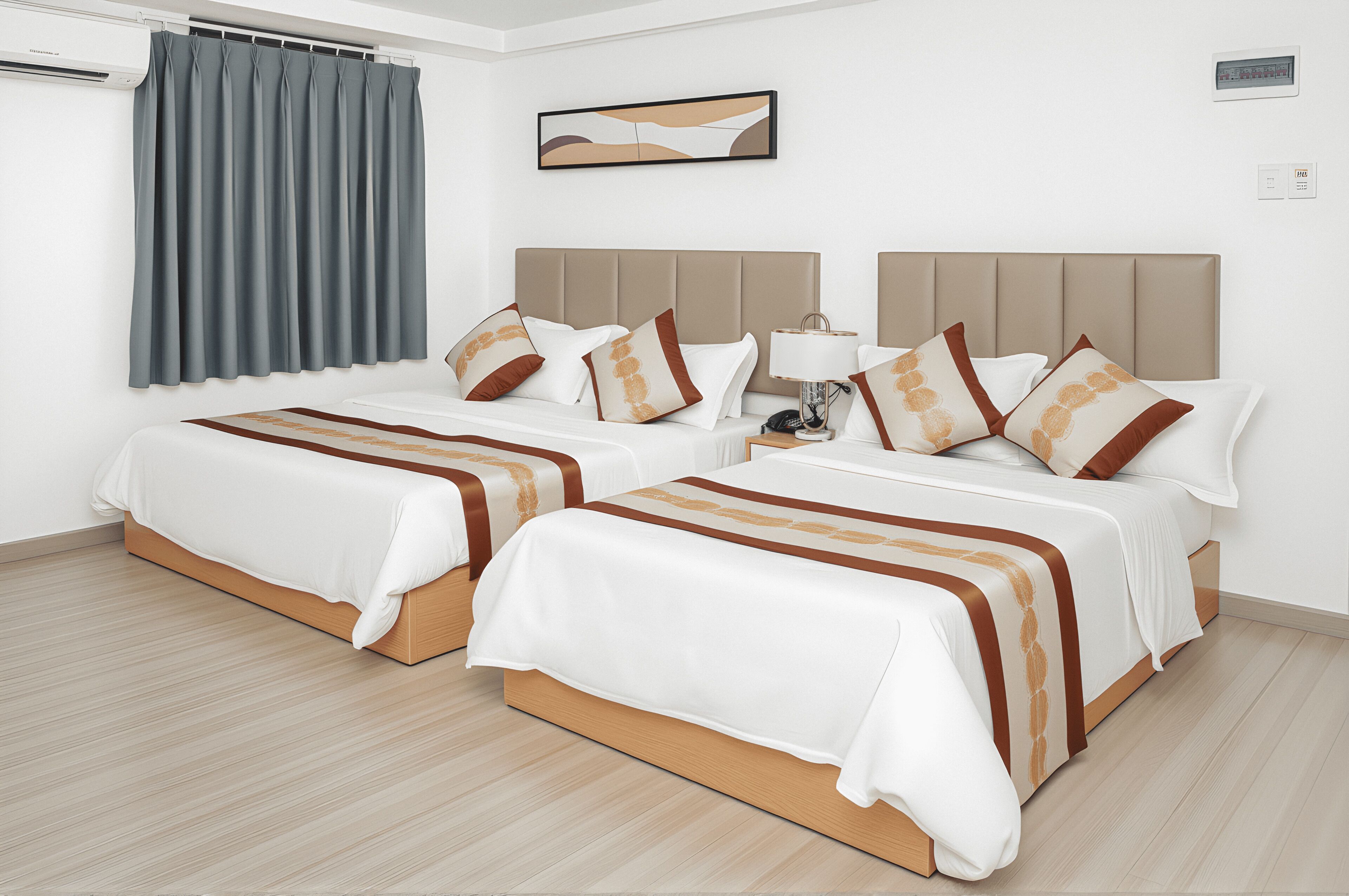 더블룸 또는 트윈룸 | 메모리폼 침대, 책상, 무료 WiFi