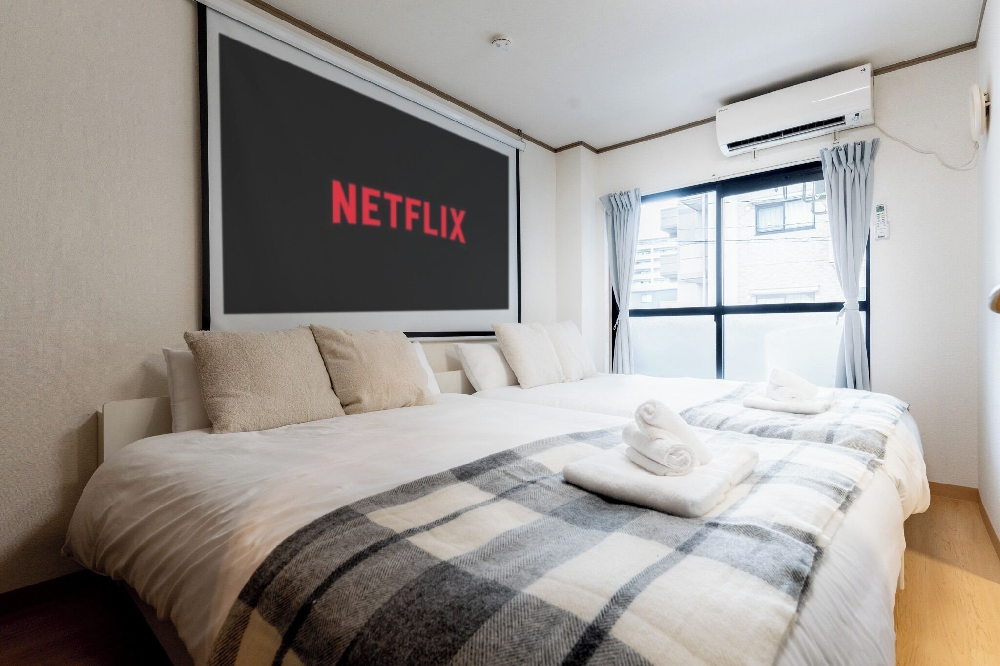 Desk, free WiFi, bed sheets