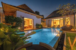 Front of property – evening/night - Modern 3BR Villa Kaimana Private Pool (Thep Krasattri)