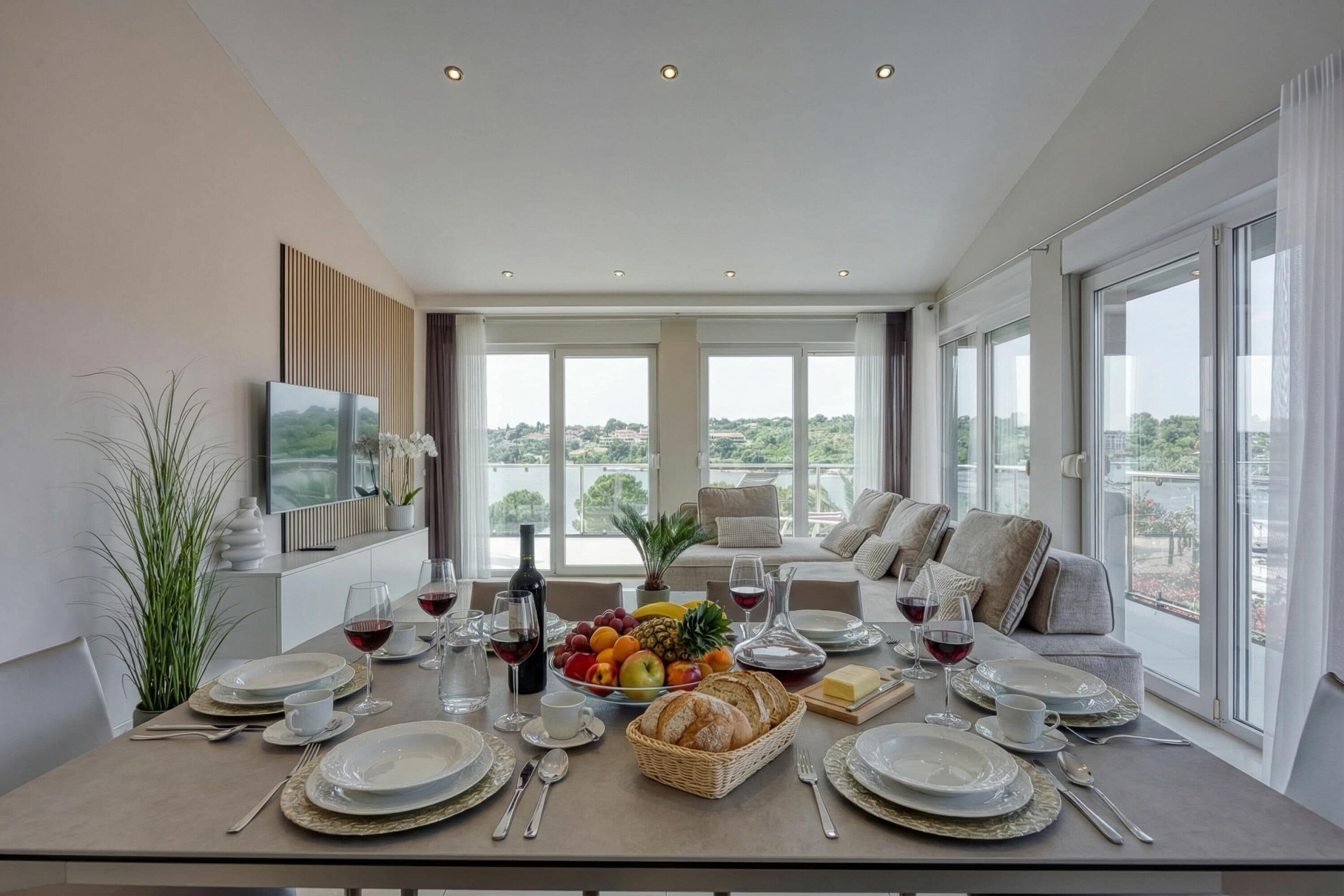 Familienapartment, 2 Schlafzimmer, 2 Bäder (Elegant Panoramic Seaview Apartment 3) | Wohnbereich