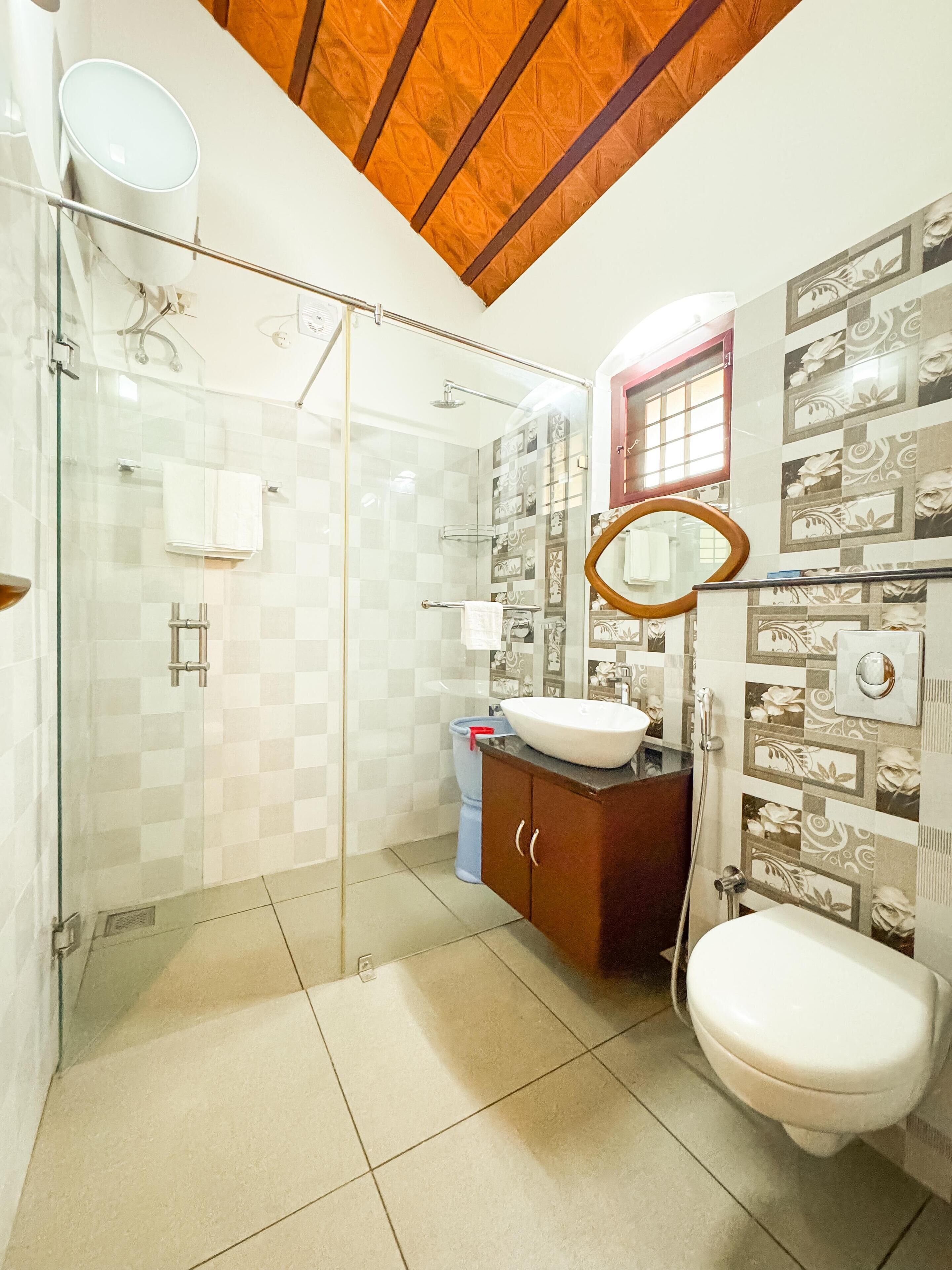 Shower, towels, soap