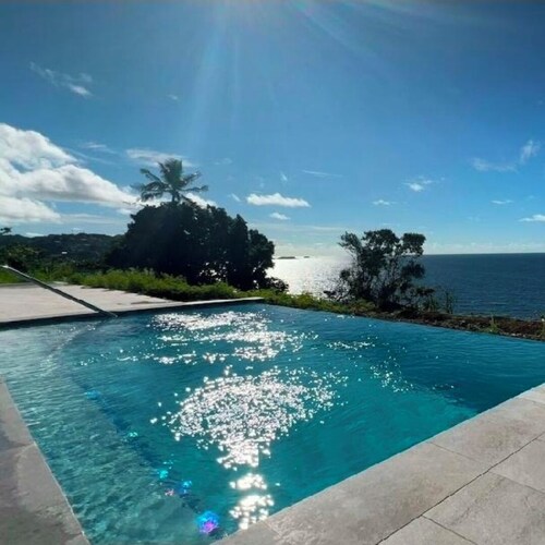 Panoramic seascape from modern, 3-bedroom villa in Hope Estate