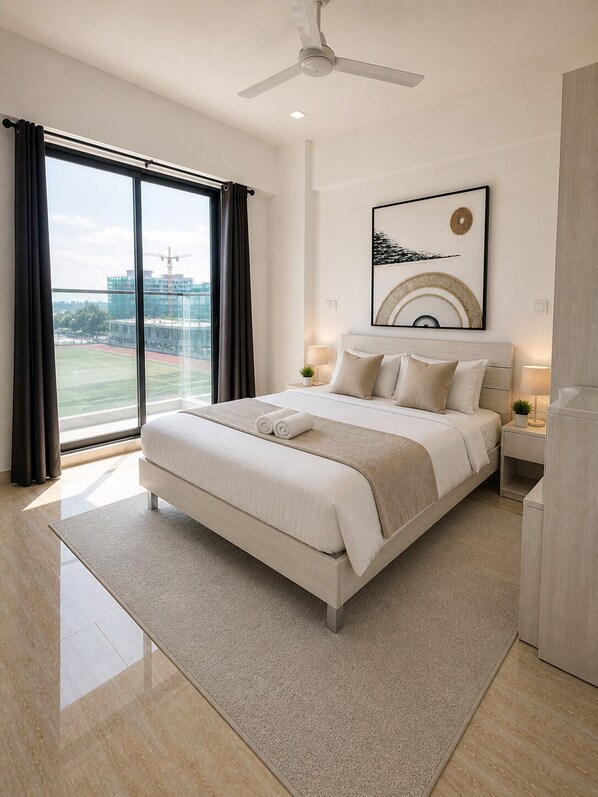 2 bedrooms, iron/ironing board, WiFi, bed sheets
