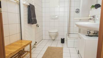 Ducha, secador de pelo y toallas