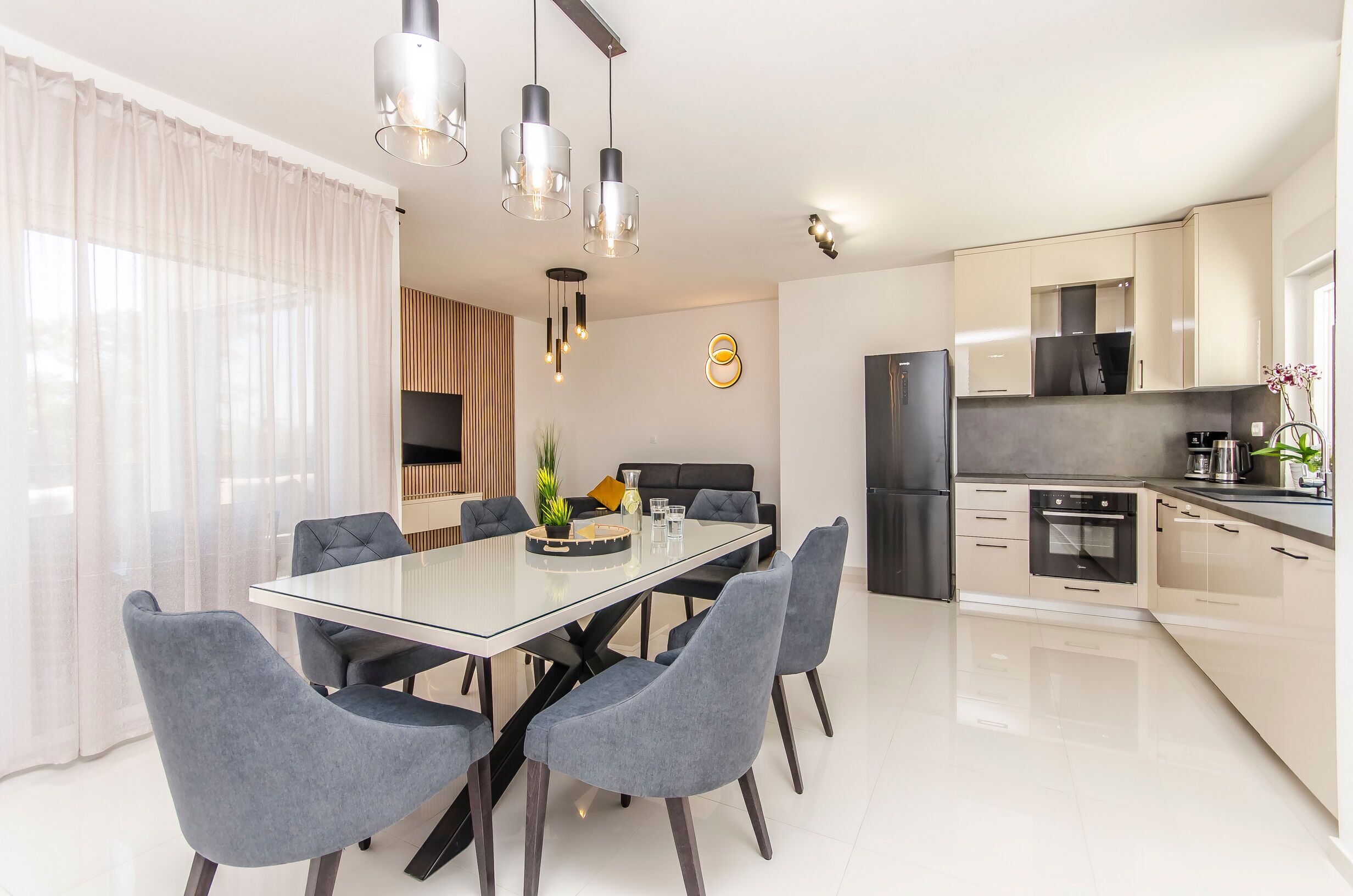 Apartment (A2) | Eigene Küche | Kühlschrank, Mikrowelle, Espressomaschine, Wasserkocher