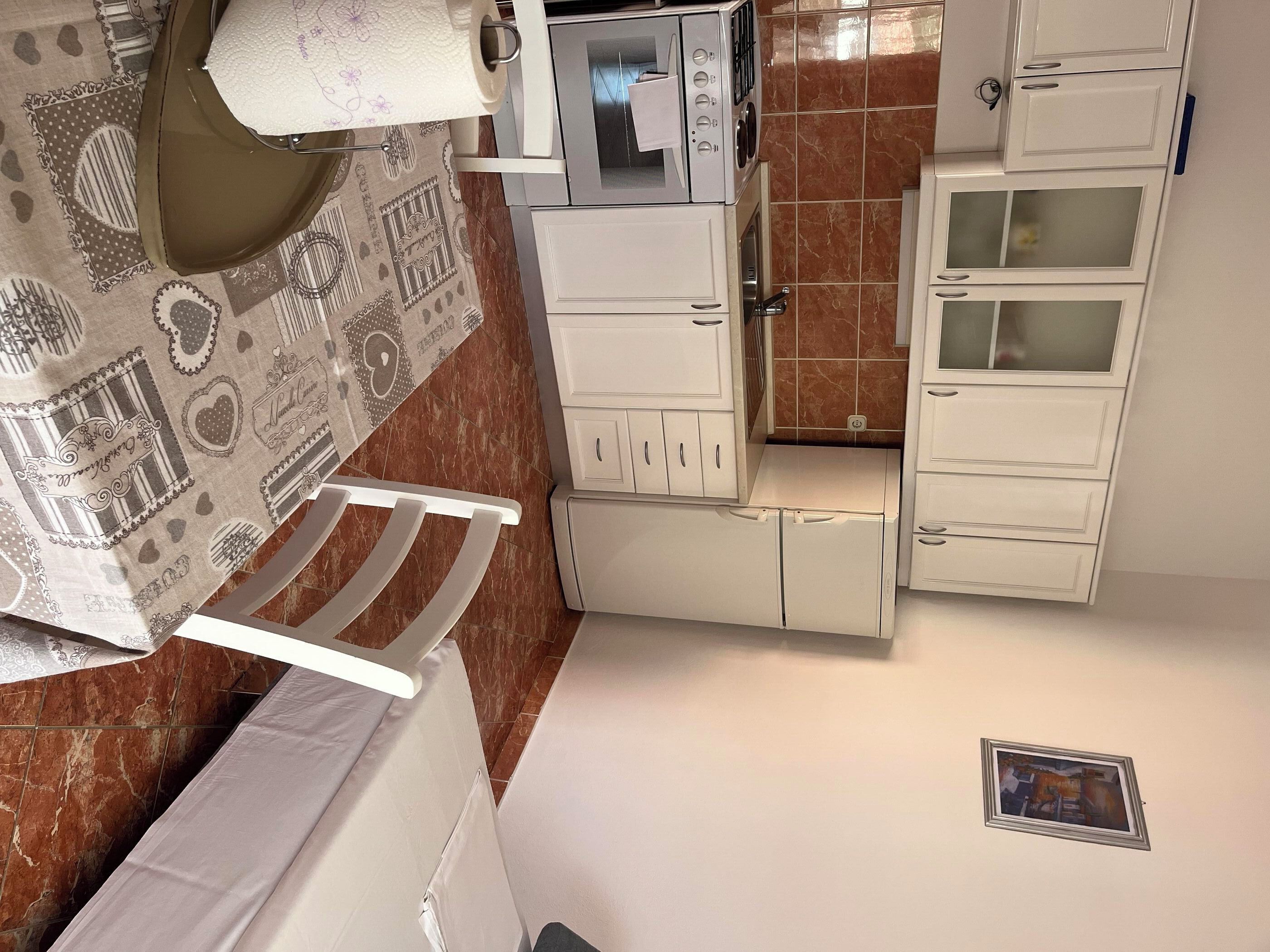 Apartment (A1) | Private kitchen | Fridge, microwave, oven, stovetop