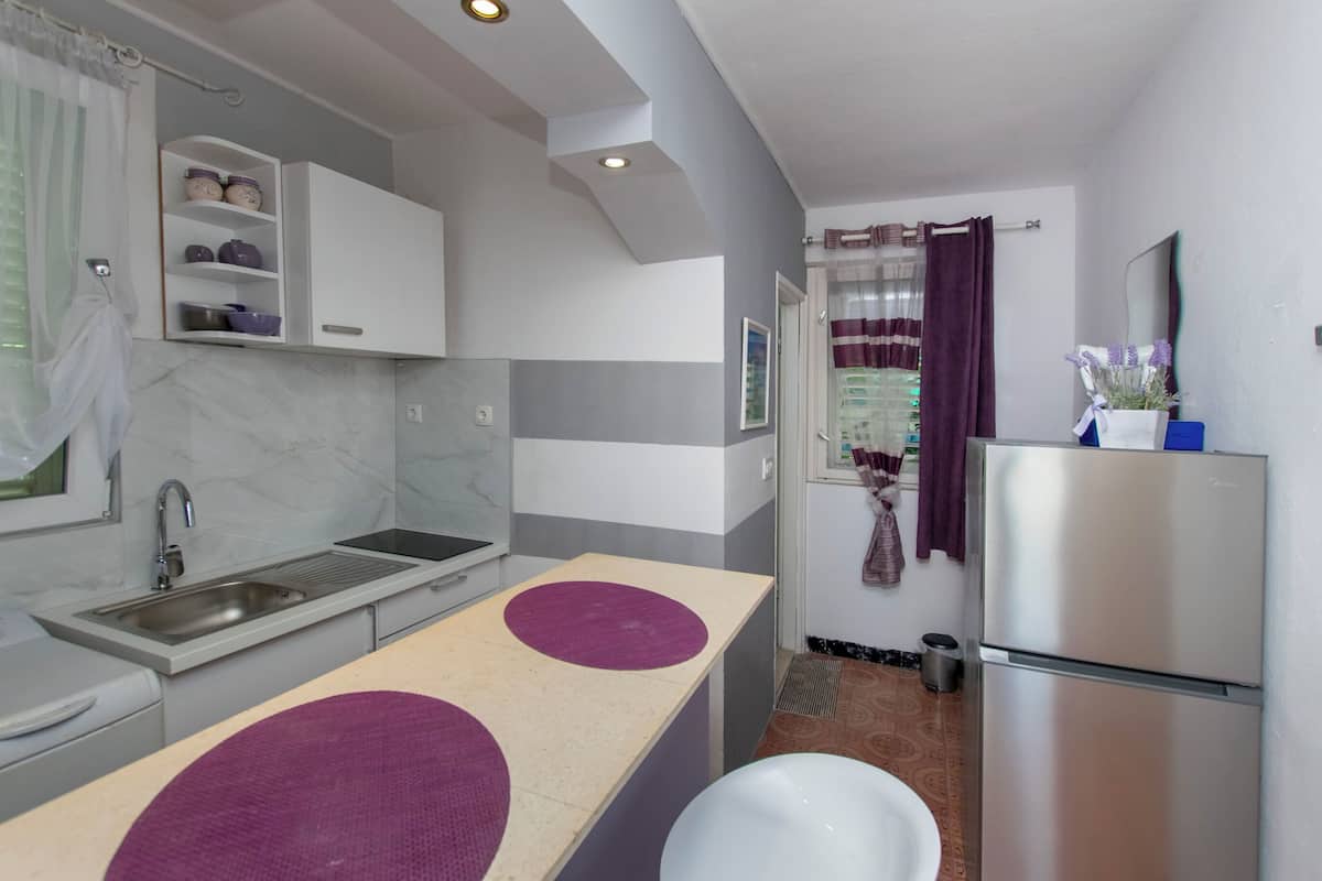 Apartment (A2) | Private kitchen | Fridge, microwave, stovetop, espresso maker