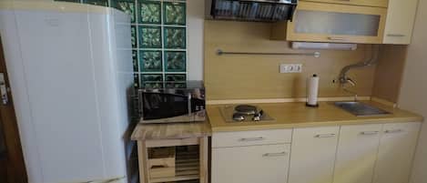Apartment (A1) | Eigene Küche | Kühlschrank, Mikrowelle, Herdplatte, Geschirrspüler