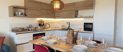 Fridge, microwave, dishwasher, toaster