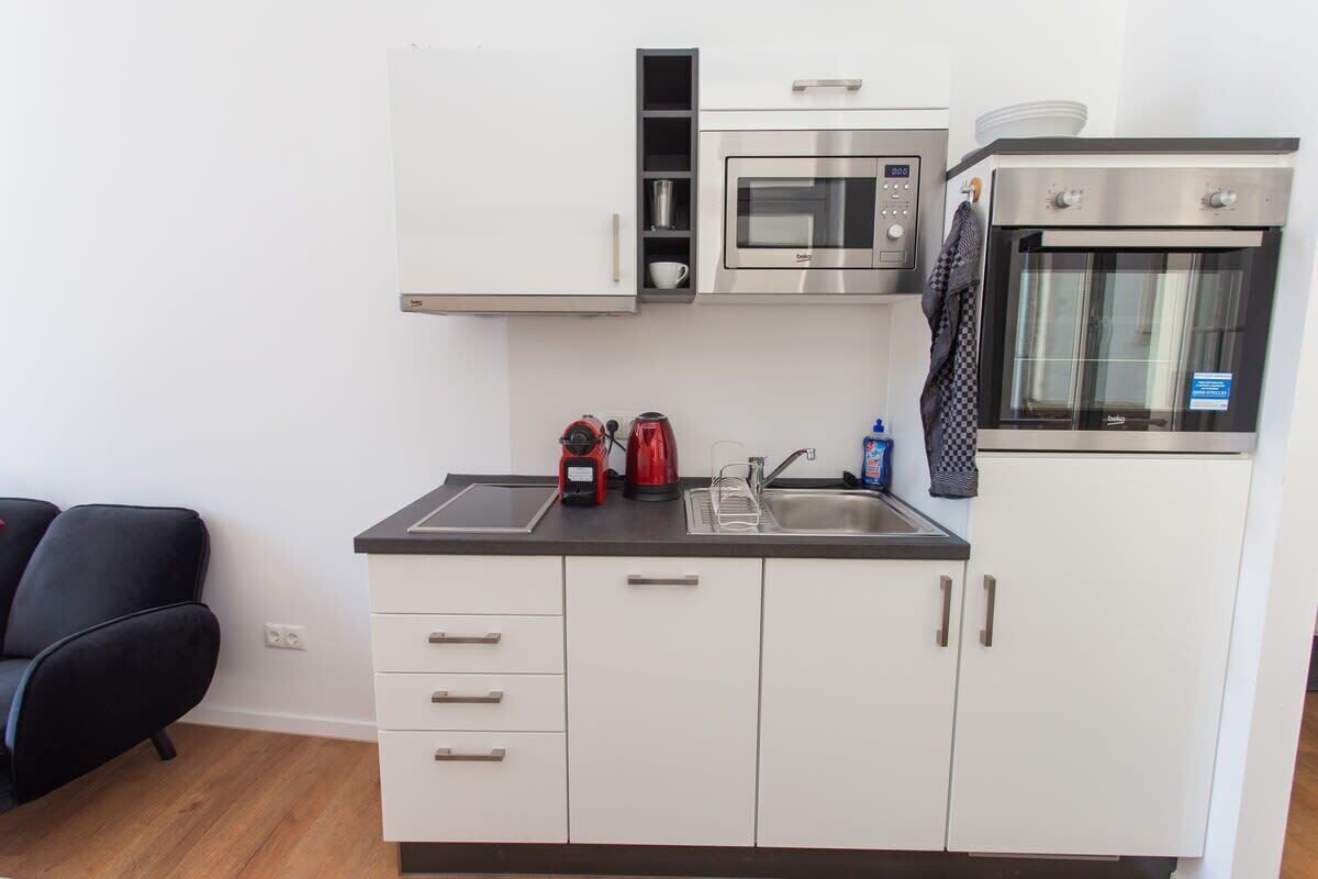 Kühlschrank, Mikrowelle, Herdplatte, Geschirrspüler