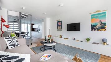 Superior Apartment, 2 Bedrooms, Air conditioning, Garden View | Living area | 100-cm Smart TV with digital channels, heated floors, streaming services