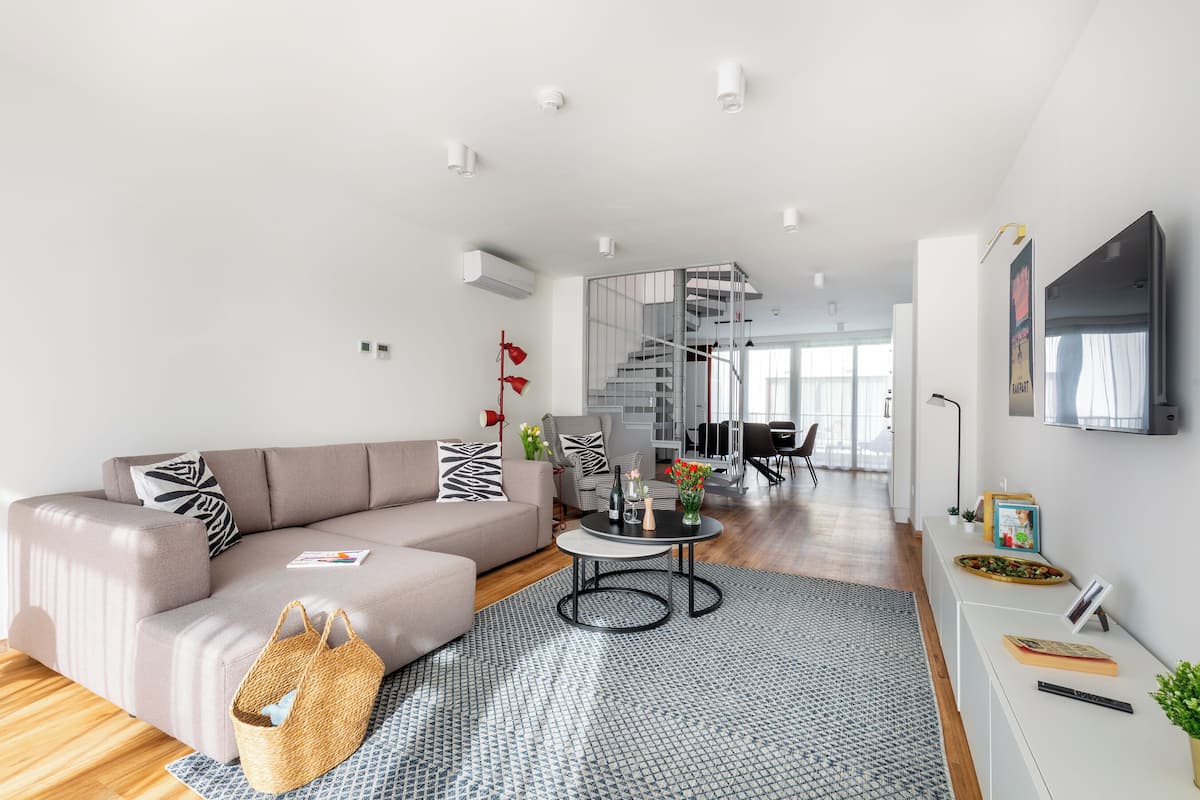 Superior Apartment, 2 Bedrooms, Air conditioning, Garden View | Living area | 100-cm Smart TV with digital channels, heated floors, streaming services