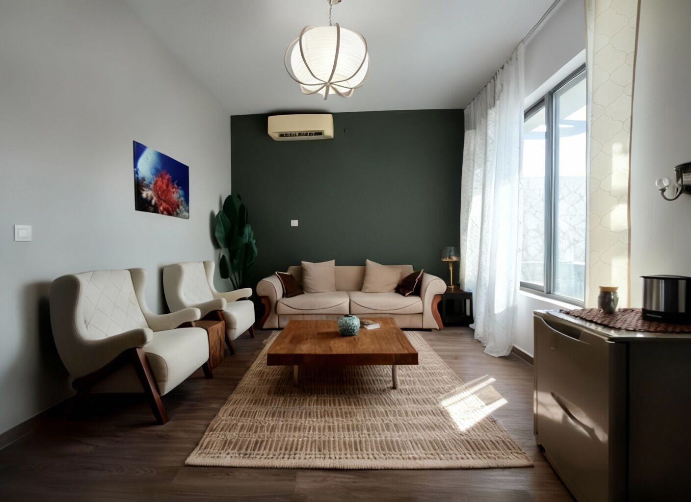 Bungalow, osittainen merinäköala | Oleskelualue