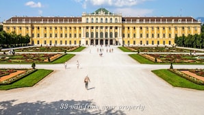Le palais de Schönbrunn, avec sa cour intérieure et ses jardins de style symétrique.