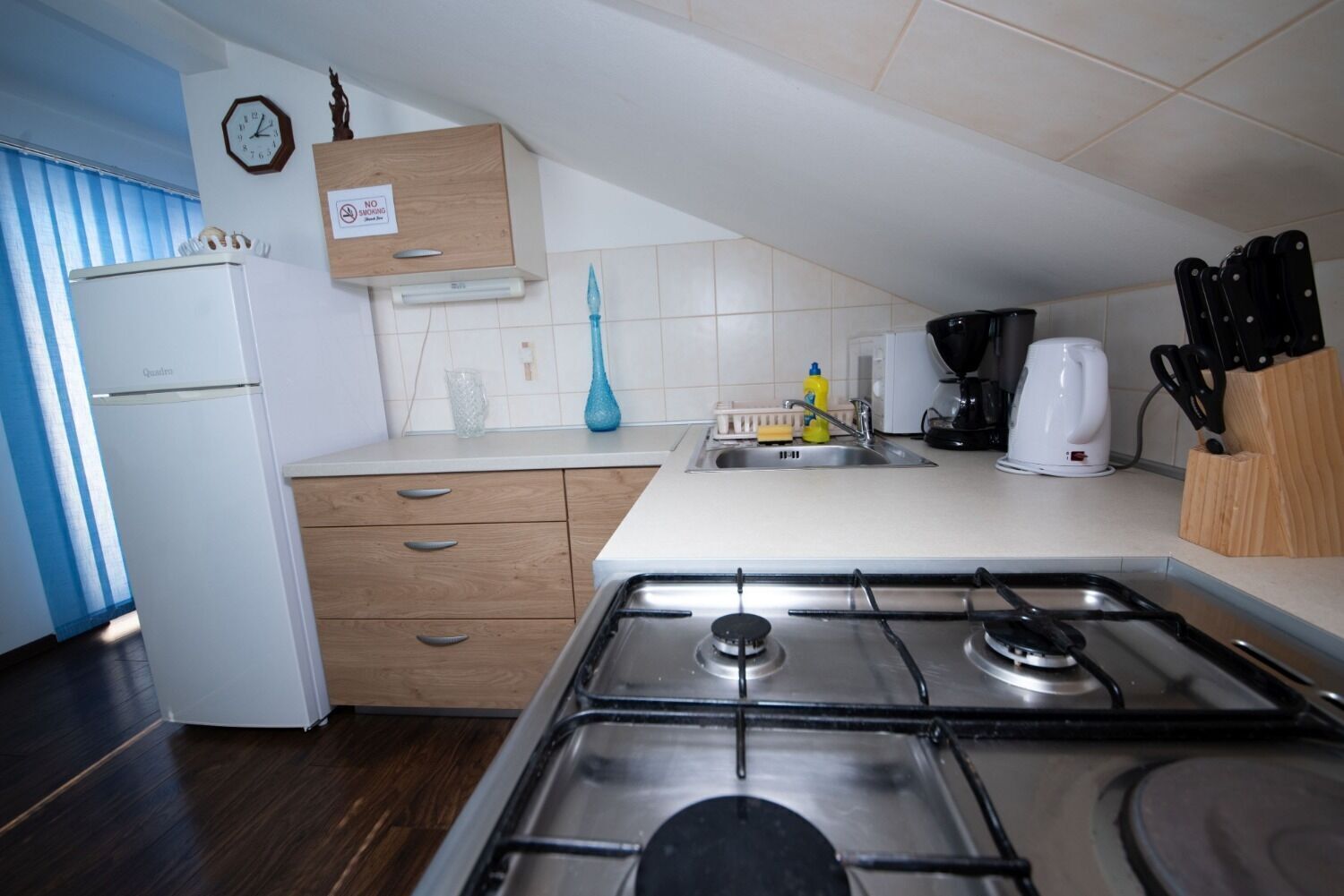 Apartment (A2) | Private kitchen | Fridge, microwave, oven, stovetop