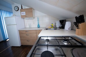 Appartamento (A2) | Cucina privata | Frigorifero, microonde, forno, piano cottura