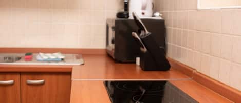 Apartment (A1) | Private kitchen | Fridge, microwave, oven, stovetop