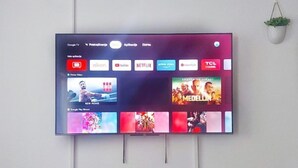 A flat-screen TV mounted on a wall displaying various streaming services. - Apartment Korni (Biograd na Moru)