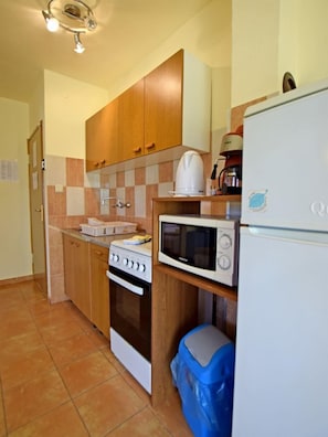 Apartment (A2) | Private kitchen | Fridge, microwave, oven, stovetop - Apartments Mari (Starigrad)