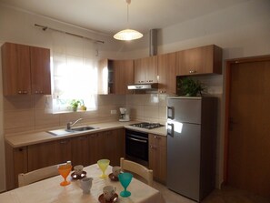 Casa | Cocina privada | Frigorífico, microondas, horno y placa de cocina