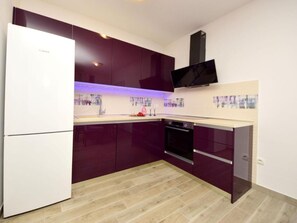 Apartment (A1) | Eigene Küche | Kühlschrank, Mikrowelle, Ofen, Herdplatte