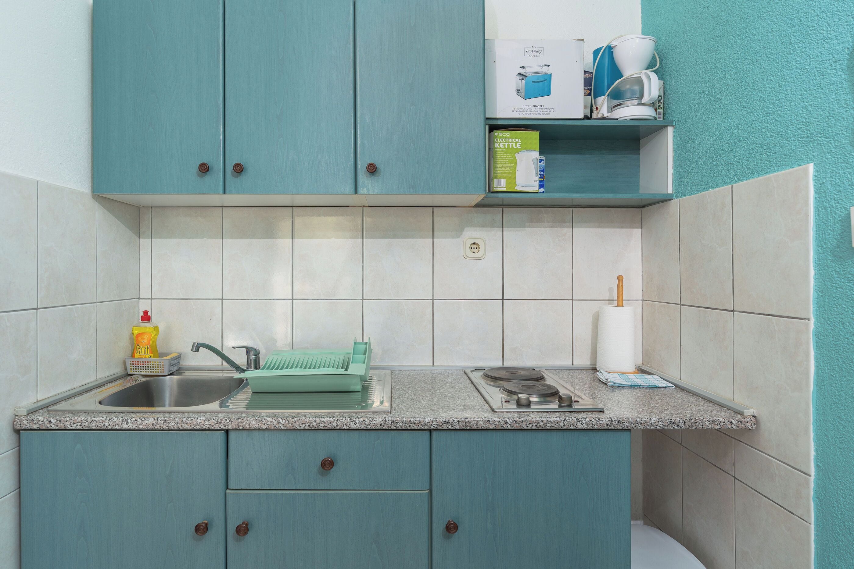Appartement (A1) | Cuisine privée | Réfrigérateur, plaque de cuisson, machine à expresso