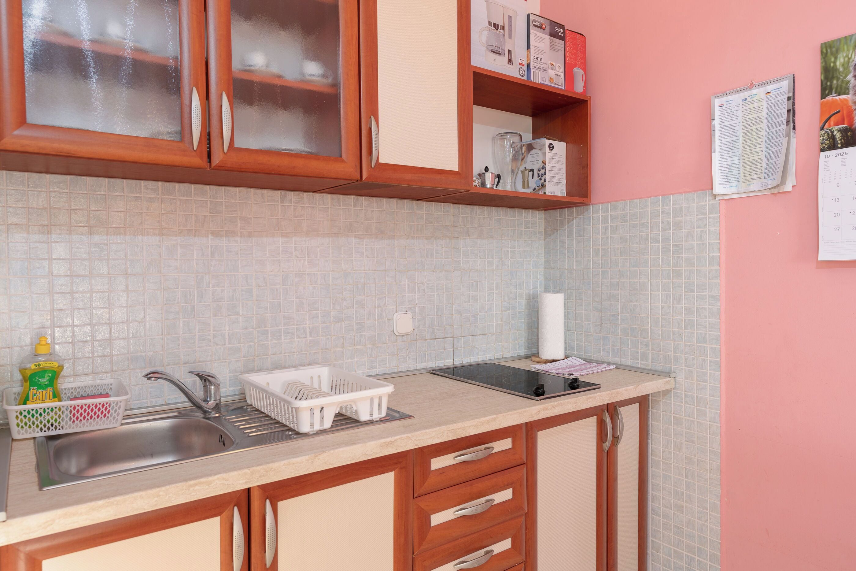 Apartment (A3) | Eigene Küche | Kühlschrank, Herdplatte, Espressomaschine, Wasserkocher