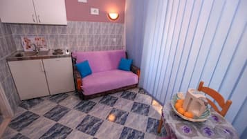 Apartment (A3) | Private kitchen | Fridge, microwave, stovetop, espresso maker