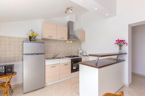 House | Private kitchen | Fridge, microwave, oven, stovetop - House Brist (Drnis)