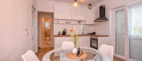 Apartment (A1) | Private kitchen | Fridge, oven, stovetop, dishwasher