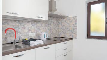 Apartment (A3) | Private kitchen | Mini-fridge, stovetop, espresso maker, electric kettle