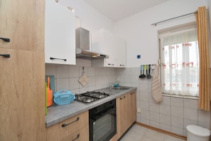 Apartment (A3) | Private kitchen | Fridge, microwave, stovetop, espresso maker - Apartments Nada (Fazana)