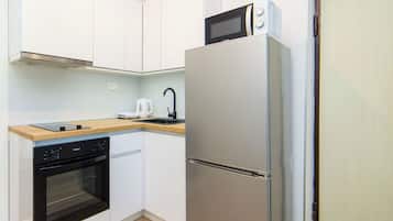 Apartment (A1) | Private kitchen | Fridge, microwave, oven, stovetop