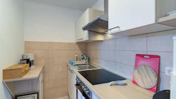 Apartment (A1) | Eigene Küche | Kühlschrank, Mikrowelle, Ofen, Herdplatte